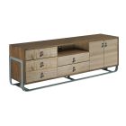 Ad Modern Synergy Panorama Tv Console in Ambrosia Maple/Rolled Steel