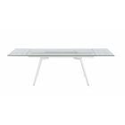 Chintaly Imports Alicia Contemporary Extendable Rectangular Clear Tempered Glass Dining Table in Matte White