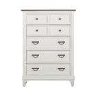 Liberty Furniture Allyson Park 5 Drawer Chest in Wirebrushed White w/ Charcoal Tops