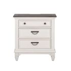 Liberty Furniture Allyson Park Nightstand w/ Charging Station in Wirebrushed White w/ Charcoal Tops