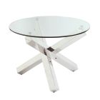Chintaly Imports Contemporary 26" Round Lamp Table in Polished Stainless Steel