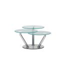 Chintaly Imports Contemporary Triple Surface Cocktail Table in Polished Stainless Steel