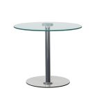 Chintaly Imports Contemporary Glass Top Lamp Table in Polished Stainless Steel
