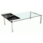 Chintaly Imports 24" Rotating Round Glass Lamp Table w/ Steel Base in Chrome