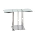 Chintaly Imports Contemporary Floating Pedestal Sofa Table in Polished Stainless Steel