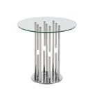 Chintaly Imports Contemporary Floating Pedestal Lamp Table in Polished Stainless Steel