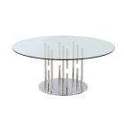 Chintaly Imports Contemporary Floating Pedestal Cocktail Table in Polished Stainless Steel