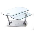 Chintaly Imports Contemporary Glass Top Motion Cocktail Table in Polished Stainless Steel