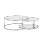 Chintaly Imports Contemporary 2-In-1 Nesting Cocktail Table Set in Polished Stainless Steel