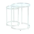 Chintaly Imports Contemporary 2-In-1 Nesting Lamp Table Set in Polished Stainless Steel