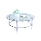 Chintaly Imports Contemporary Round Glass Top Cocktail Table in Chrome