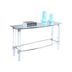 Chintaly Imports Contemporary Rectangular Glass Top Sofa Table in Chrome