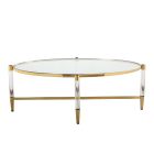 Chintaly Imports Denali Oval Tempered Glass Cocktail Table in Brass