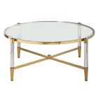 Chintaly Imports Denali Round Tempered Glass Cocktail Table in Brass