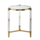 Chintaly Imports Denali Round Tempered Glass Lamp Table in Brass