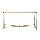 Chintaly Imports Denali Rectangular Glass Top Sofa Table in Brass
