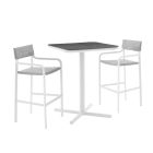 Modway Raleigh 3 Piece Outdoor Patio Aluminum Bar Set in White Gray