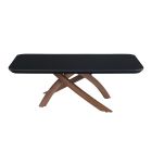 Chintaly Imports Emily Black Glass Top  Cocktail Table w/ Crisscross Base in Walnut