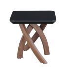Chintaly Imports Emily Black Glass Top  Lamp Table w/ Crisscross Base in Walnut