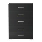 Chintaly Imports Florence Modern 5-Drawer Gloss Black Bedroom Chest in Gloss Black