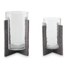 Ashley Furniture Garekton Candle Holder (Set of 2) in Clear/Pewter