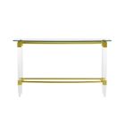 Chintaly Imports Rectangular Glass Sofa Table w/ Acrylic Legs & Gold Plated Frame in Gold