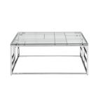 Chintaly Imports 39" Square Glass Top w/ Ladder Style Frame in Polished Stainless Steel