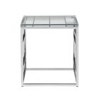 Chintaly Imports 20" Square Glass Top w/ Ladder Style Frame in Polished Stainless Steel