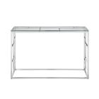 Chintaly Imports 15"x 47" Glass Top w/ Ladder Style Frame in Polished Stainless Steel