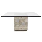 Bernhardt Interiors Trimbelle Suqare Dining Table in White Onyx