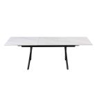 Chintaly Imports Karol Extendable Sintered Stone Top Dining Table w/ Steel Base in Matte White