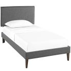 Modway Camille Fabric  Platform Bed with Squared Tapered Legs in Gray