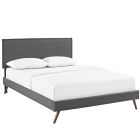 Modway Camille Fabric  Platform Bed with Round Splayed Legs in Gray