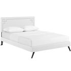Modway Ruthie Vinyl  Platform Bed with Round Splayed Legs in White