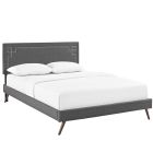 Modway Ruthie Fabric Queen Platform Bed with Round Splayed Legs in Gray