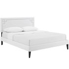 Modway Ruthie Vinyl Queen Platform Bed with Squared Tapered Legs in White