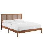 Modway Sirocco Rattan and Wood  Platform Bed in Walnut