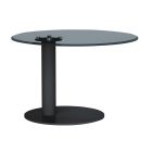 Chintaly Imports Round Black Tinted Glass Top Lamp Table w/ Steel Pedestal base in Black