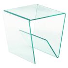 Chintaly Imports 20" Square Bent Clear Glass Lamp Table in Clear