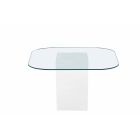 Chintaly Imports Valerie Contemporary Dining Table w/ Surfboard Glass Top in Clear