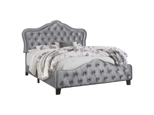 Bella Upholstered Tufted Panel Bed Grey
