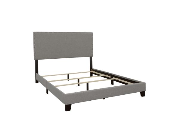 Boyd  Upholstered Bed with Nailhead Trim Grey