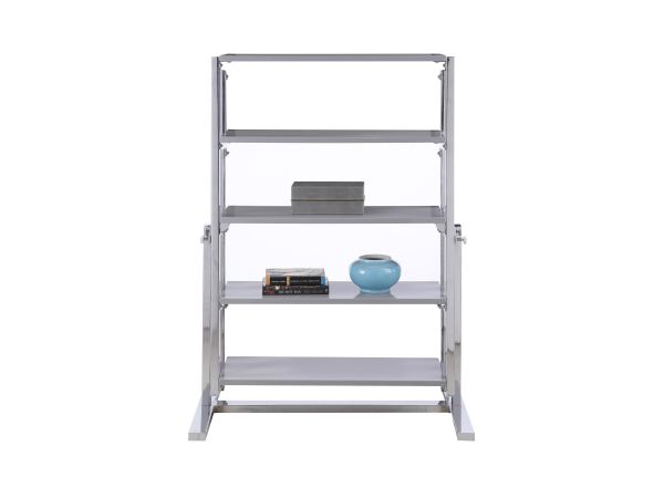 Chintaly Imports 32" Convertible Bookshelf and Dining Table in Gloss Gray / Chrome