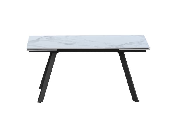 Chintaly Imports Alexandra Extendable Dining Table w/ Steel Four-legged Base in Gloss White/Matte Black