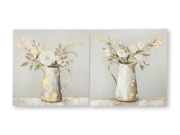Ashley Furniture Amoryville Wall Art Set (Set of 2) in Taupe/Green/Gold