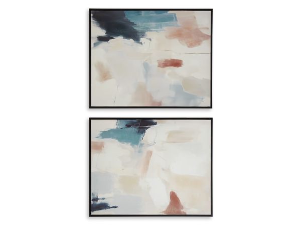 Ashley Furniture Caldish Wall Art (Set of 2) in Blue/White/Pink