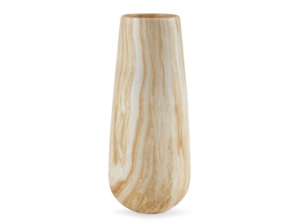 Ashley Furniture Cammen Vase Medium in Tan/White