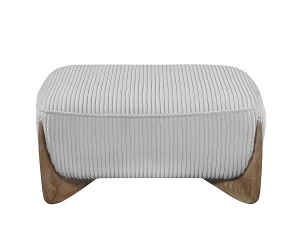 Chintaly Imports Charleston Modern Oversized Ottoman w/ Wooden Legs in Gray