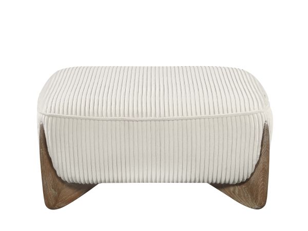 Chintaly Imports Charleston Modern Oversized Ottoman w/ Wooden Legs in Beige