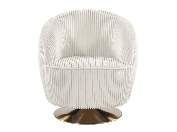 Chintaly Imports Charleston Modern Accent Chair w/ Swivel & Steel Legs in Beige